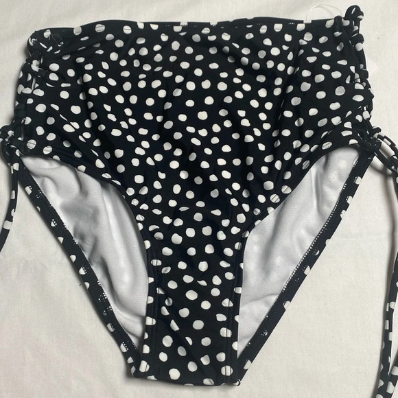 California Waves Womens Side Tie Swim Bottom Separates Black Polka Dot M - Picture 8 of 10